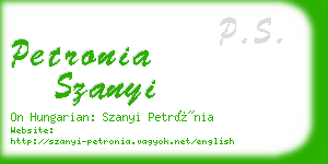 petronia szanyi business card